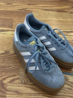 adidas Gazelle Suede Sneakers in Light Blue with Gum Sole